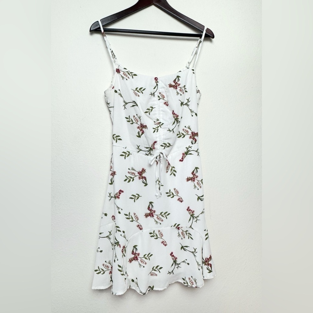 Trixxie Womens White Floral Dress Medium Mini Cottagecore Coquette Prairiecore
